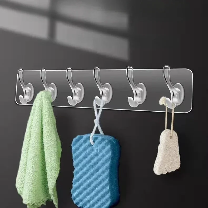 Hanging Strong Hooks Bathroom Self Adhesive Door Wall Hanger Kitchen Storage Towel Transparent Waterproof Hooks