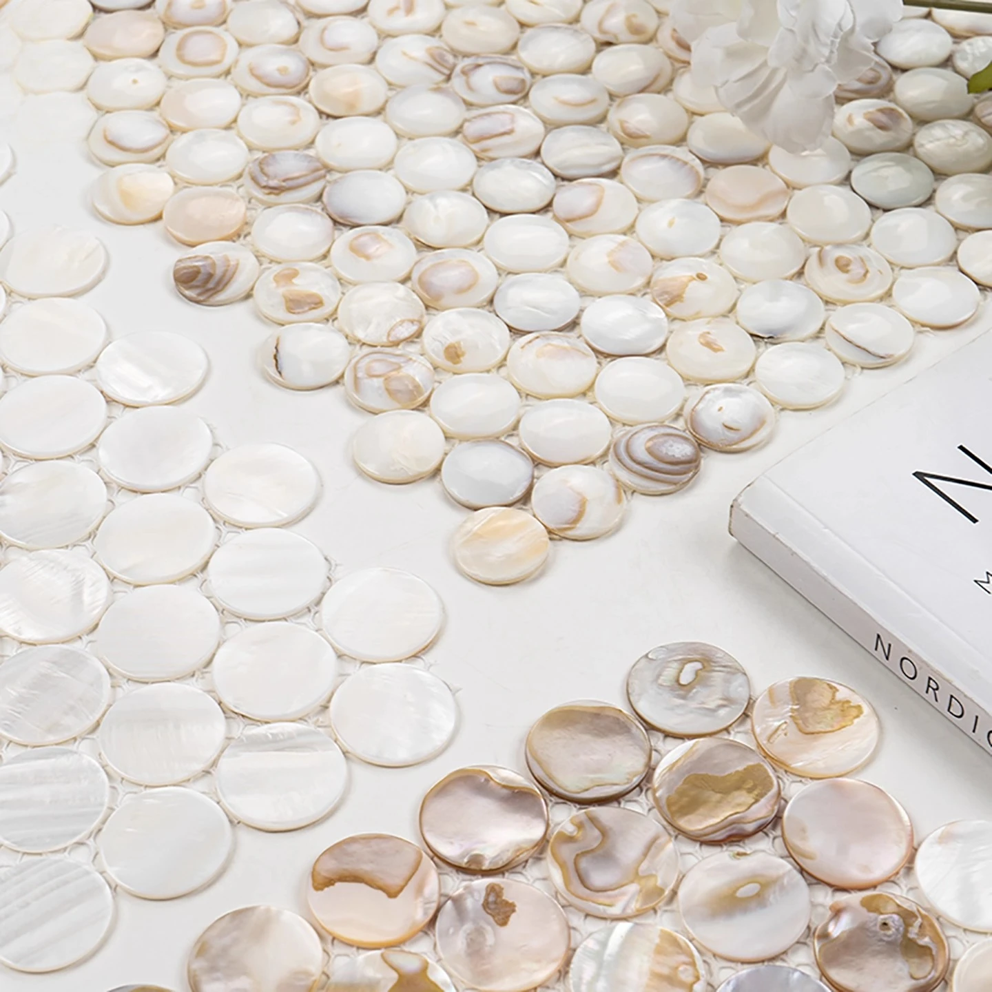 Shell Mosaic Mother of Pearl Natural Wall Tiles Kitchen Wallpaper Tile Bathroom Background Shower Decorative Mosaic Tile Sticker
