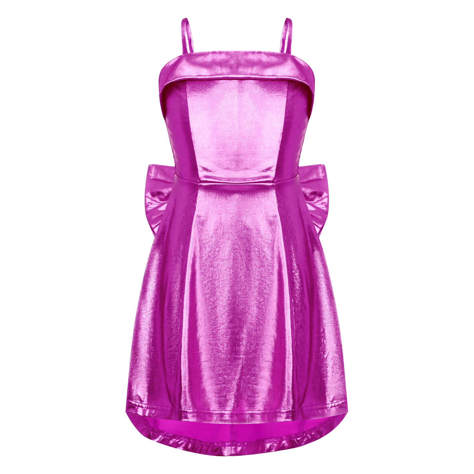 Criança salão de baile jazz dança dancewear vestido de baile meninas sem mangas vestido de festa moda streetwear metálico brilhante cami vestido a linha