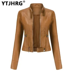 YTJHRG Jackets Women's Leather Coats Female Clothing Fashion Long Sleeve 2024 New Spring Autumn Winter Outwear Motor Biker Tops