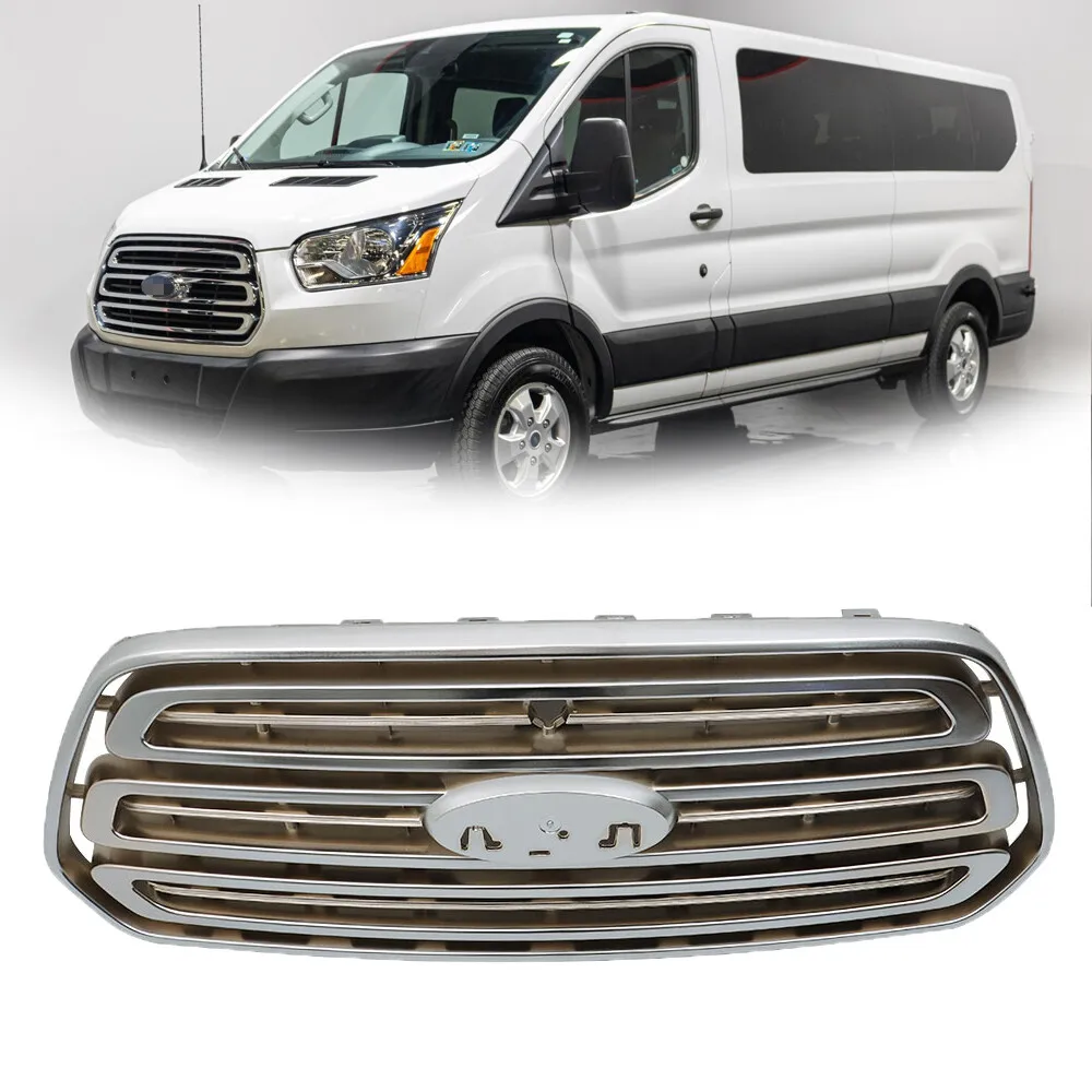 

Front Bumper Upper Grille For Ford Transit 150 250 350 2015-2019 Chrome Plastic