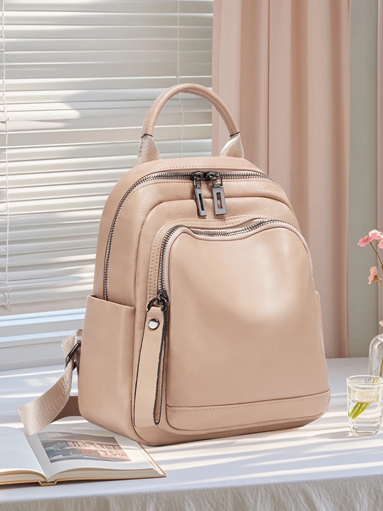Zency Genuine Leather Stylish Backpack Large Capacity Travel Rucksack New