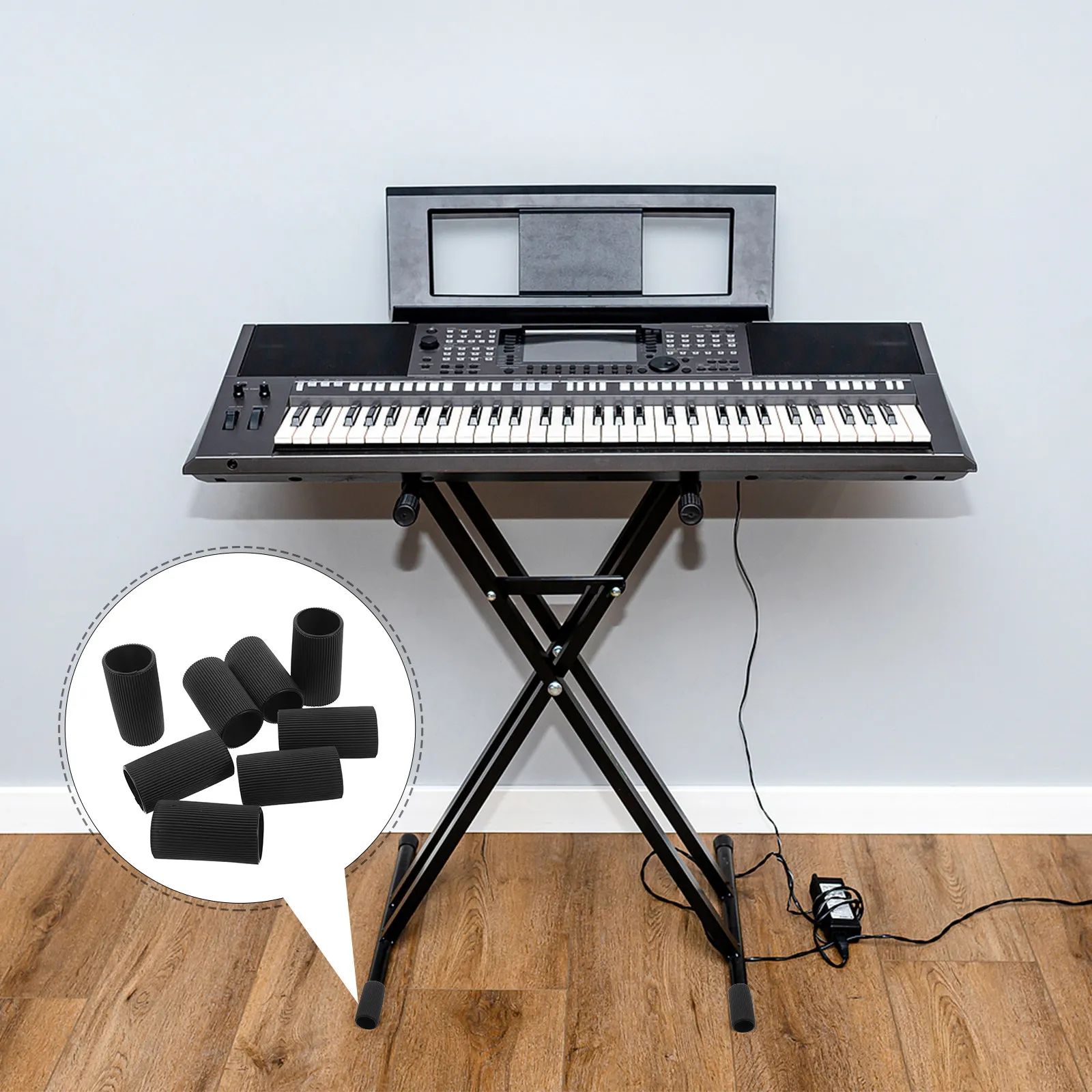 8Pcs Electronic Keyboard Stand Feet Covers Non-Slip Rubber Leg Caps 28Mm Noise Reducing Replacement Caps for Digital Piano