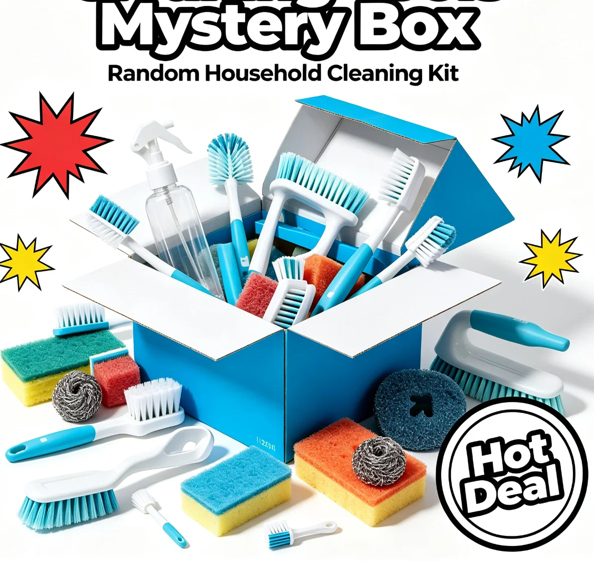Household Cleaning Tools Mystery Blind Box Random Kitchen Sponge Scrubber Cleaning Brush Spray Bottle Home Cleaning Supplies Surprise Box