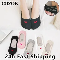 3 Pairs Sock Slippers Heart Invisible No Show Women Sweat Summer Comfort Cotton Girl Womens Boat Socks Low Cut Female Lady Meias