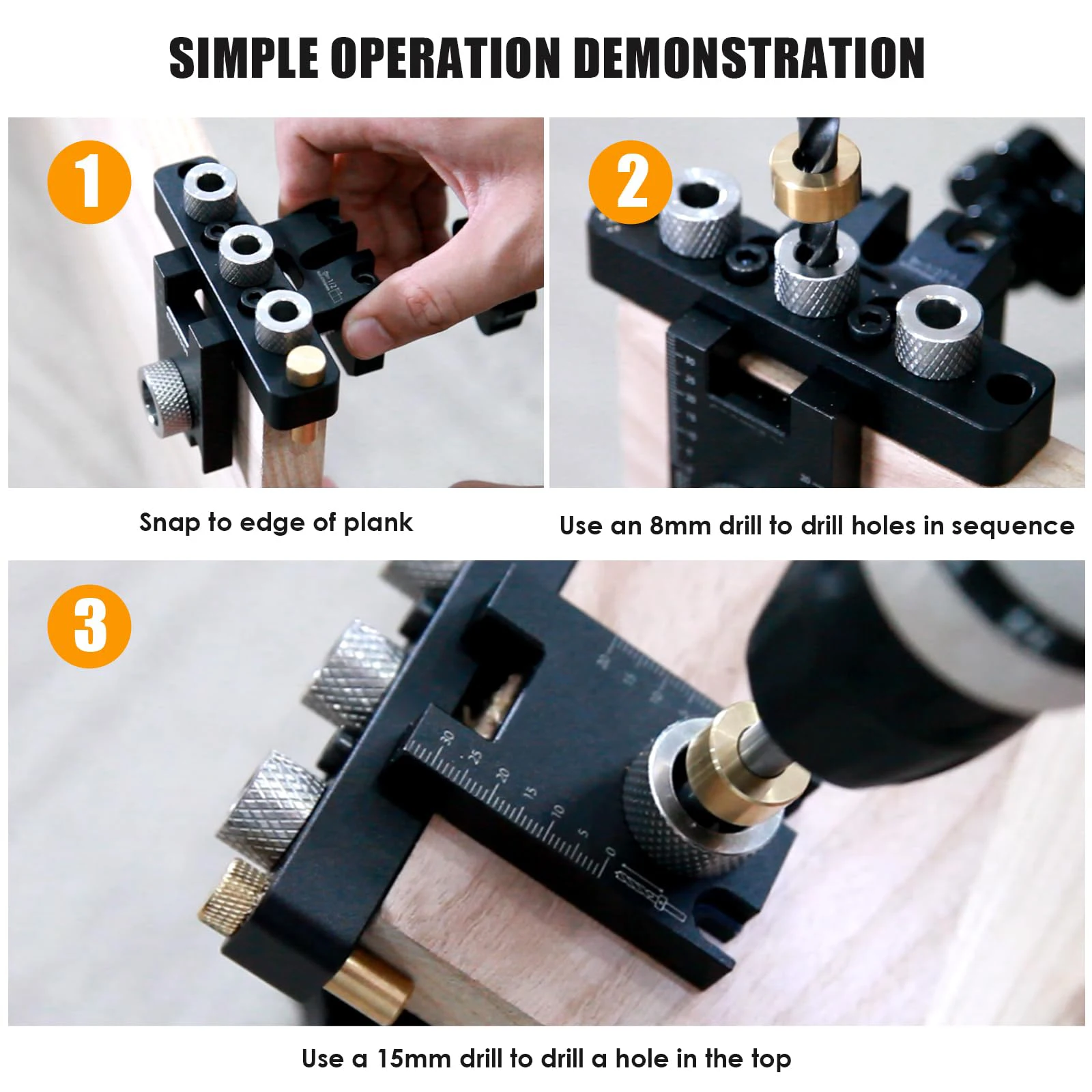 3 in 1 Doweling Jig Kit Adjustable Woodworking Pocket Hole Jig Drilling Guide Locator For Furniture Connecting Hole Puncher Tool