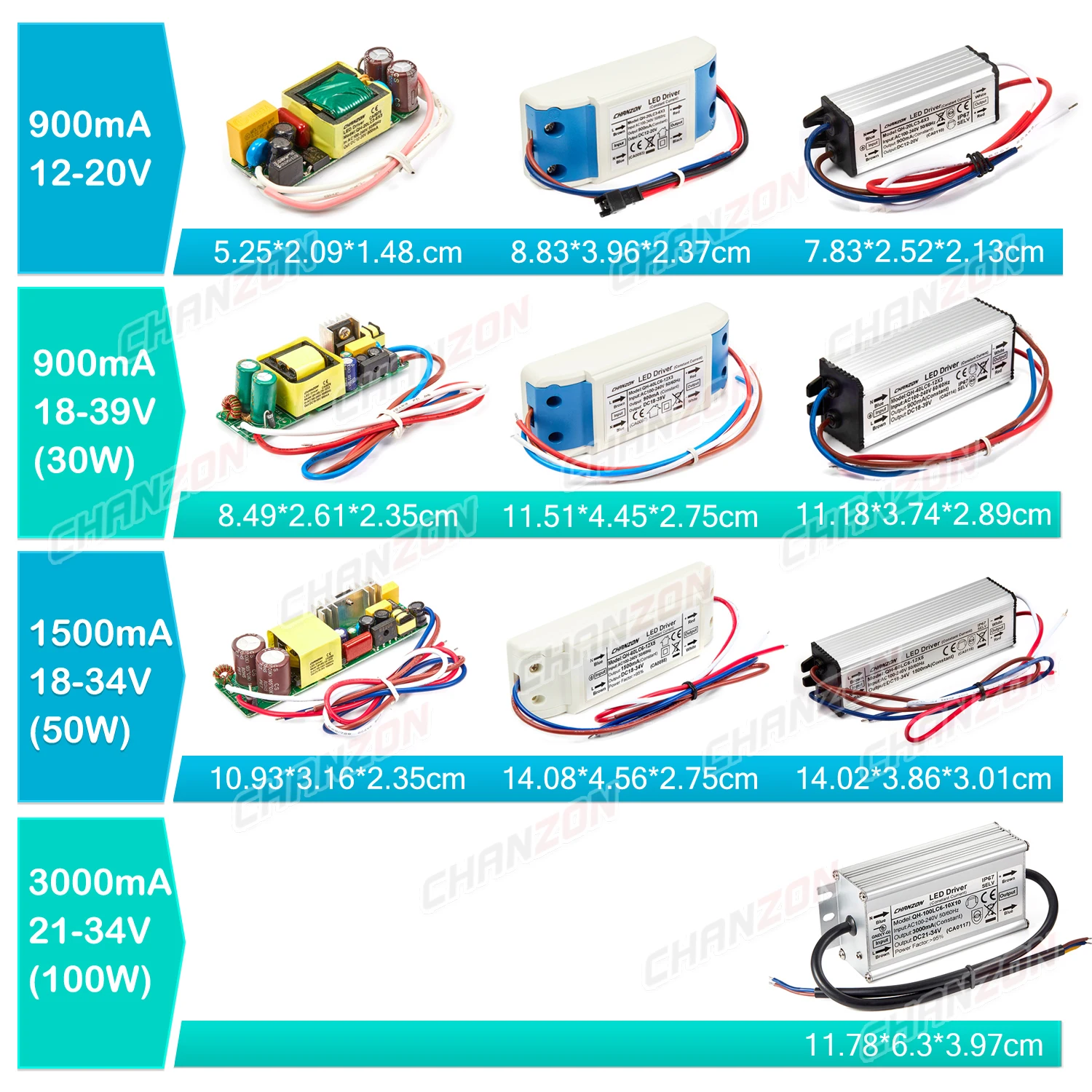 Sterownik LED 6W 10W 20W 36W 50W 300Ma 600Ma 900Ma 1500Ma Stałoprądowy zasilacz dużej mocy do transformatora lampy LED