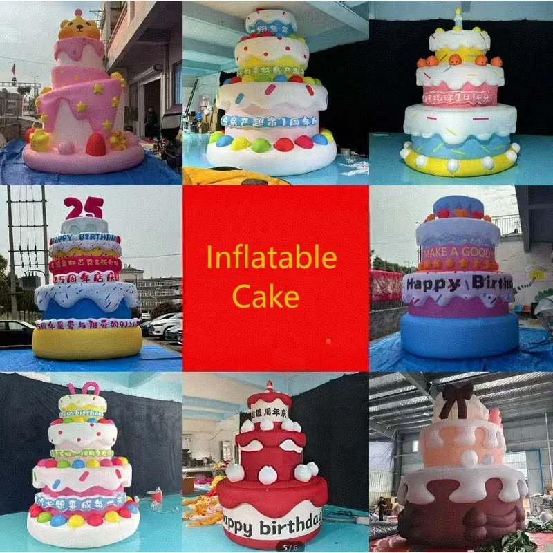 Custom Inflatable Birthday Cake Air Model for Party Decoration Event Celebration Mall Display Promotional Advertising Prop