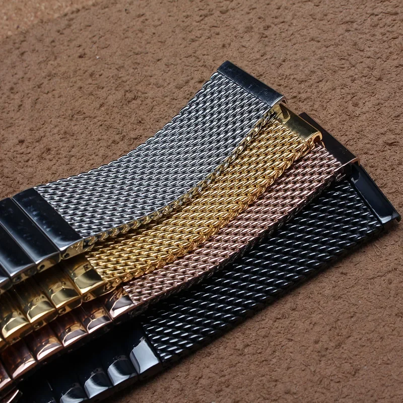 Uhrenarmbänder für Breit Omega Mesh-Uhrenarmband, Länge anpassen, Zubehör, 18 mm, 20 mm, 22 mm, 24 mm, Silber, Schwarz, Gold, besonders neu