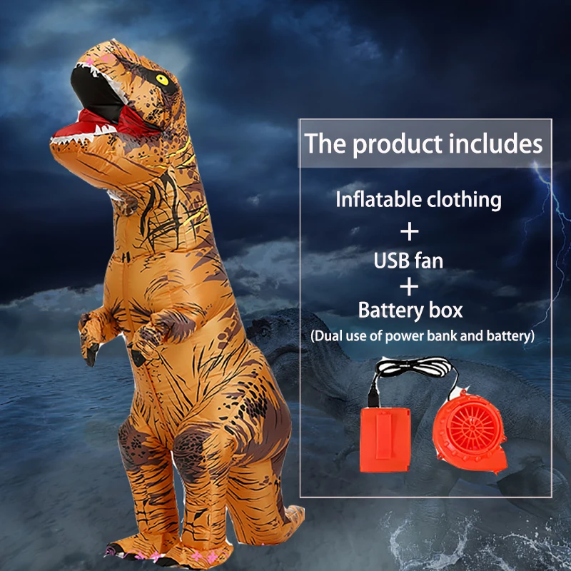 Adult and Children Two Replica T-Rex Dinosaur Inflatable Clothing Halloween Holiday Party Funny Characters Cosplay Clothes