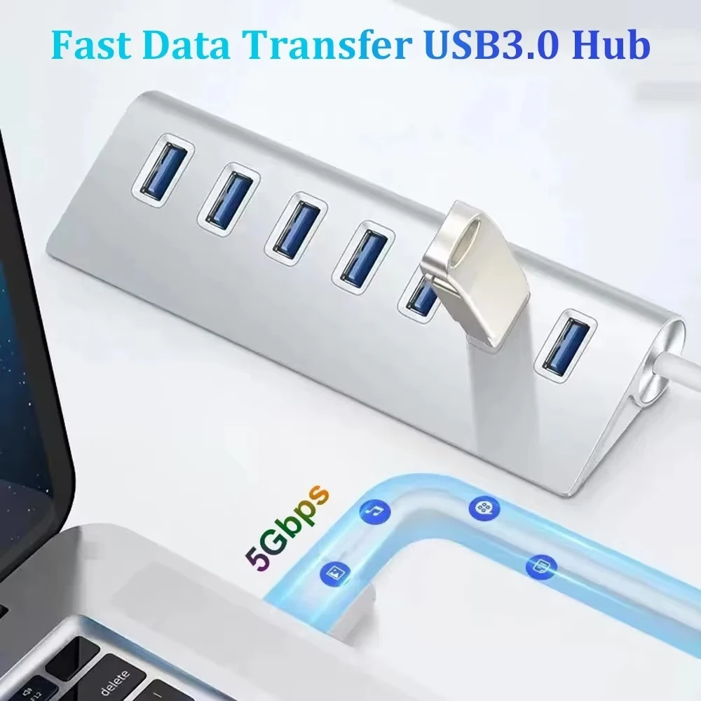 KEBIDUMEI USB 3.0 HUB 5Gbps High Speed Transmission Adapter 7 in 1 Docking Station Expander USB Splitter For Laptop Computer
