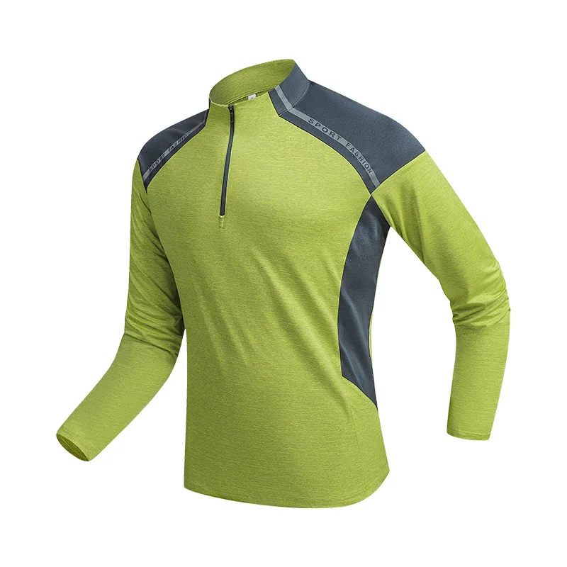 Quick Dry Hiking Running Shirt Men Long Sleeve Compression Shirts Gym T-shirt Fitness Sport Cycling zipper Shirt Men Rashgard