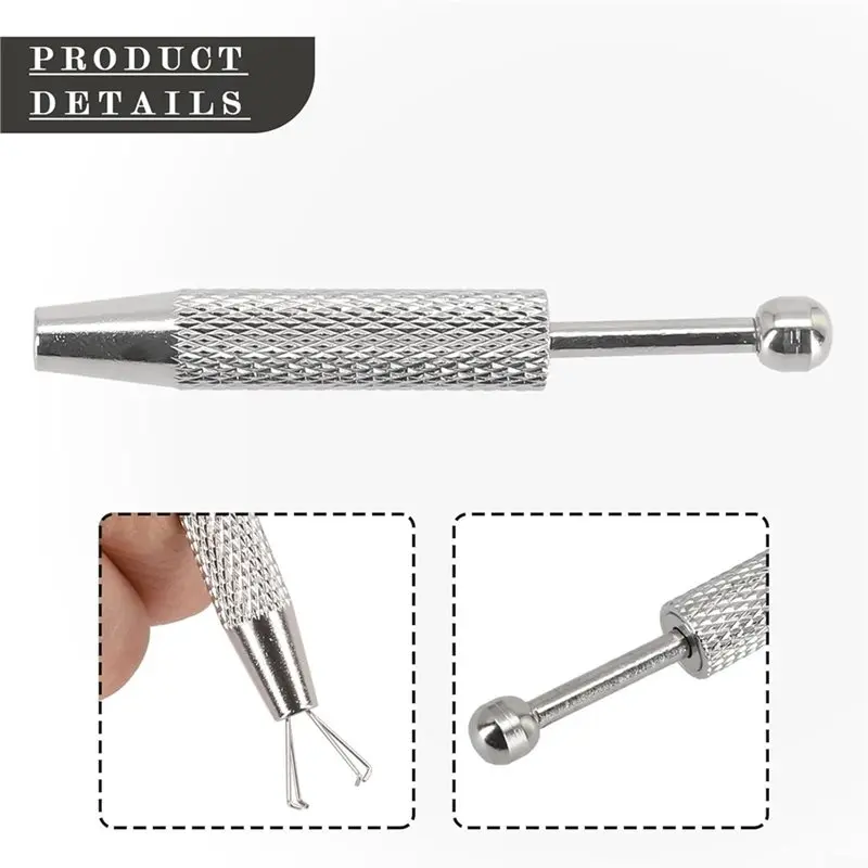 AC88-4-Jaw Stainless Steel Claw Tweezer Grabber Tool With Knurled Handle