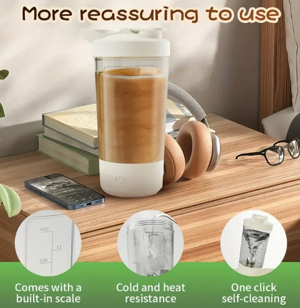 

Портативный перезаряжаемый электрический миксерUSBзарядка, пищевой материал, измерение размера, кофе, белковый молочный коктейль и смузи.