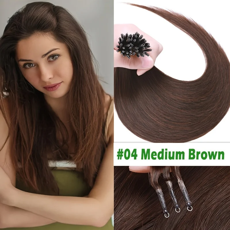30 جرام نانو حبة وصلات شعر 100% الشعر البشري الطبيعي 12-20 بوصة نانو تلميح وصلات شعر شعر بشري حقيقي نانو حلقة الشعر 50 قطعة #4