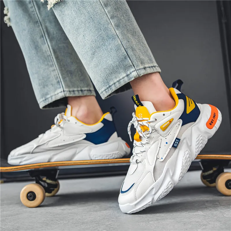 Fashion and Comfortable Mesh Breathable Outsole Shoes Summer Hot Sale Mens Casual Shoes Thick Bottom Breathable Low-top Sneakers