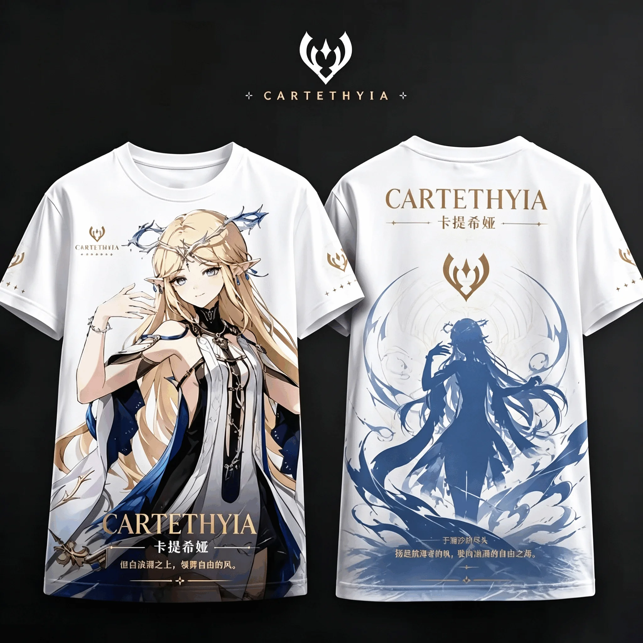 Wuthering Waves Cartethyia&JINHSI&SHOREKEEPER&&CHANGLI&ZANI Full-Print T-Shirt, Soft Breathable Lightweight Casual Tee for Fans