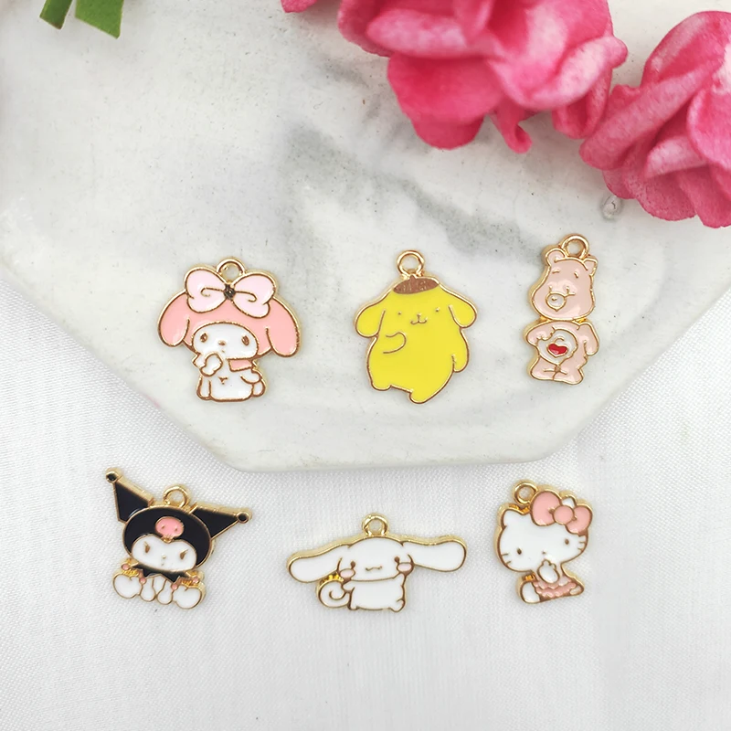 10PCS Cartoon Animal Alloy Accessories Kulomi Jewelry Charm DIY Handmade Pendant Keychain Pendant