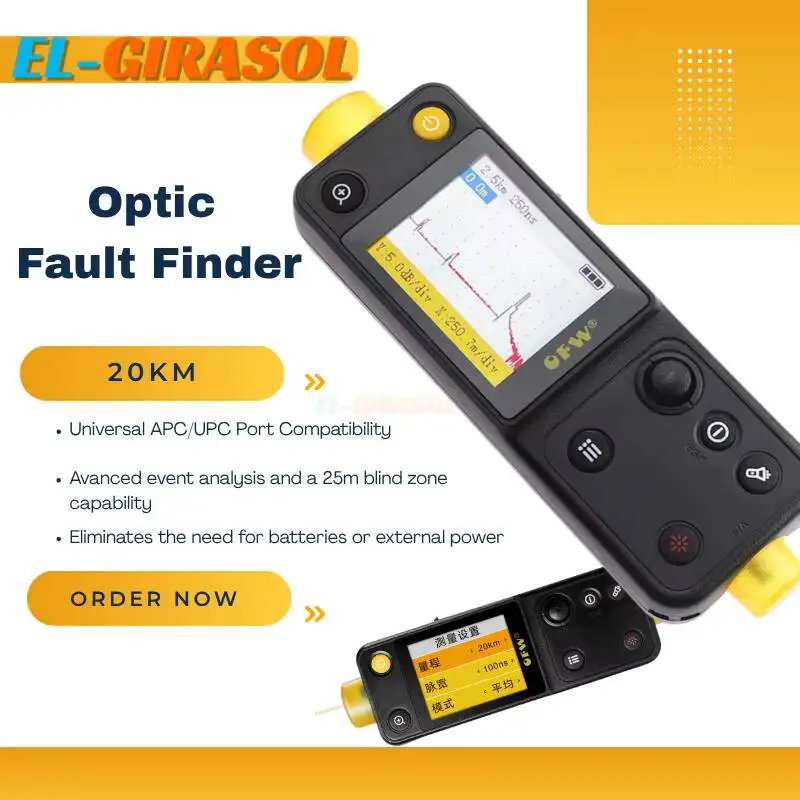 Handheld Fiber Optic Fault Finder 20KM Test Range 25m Blind Zone Detector Portable Optical Cable Fault Meter for FTTH