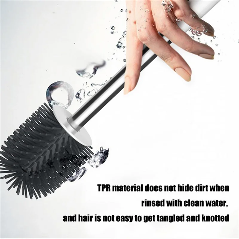 ABGR-Toilet Brush And Holder Set Soft Bristle Toilet Scrubber Brush Toilet Bowl Scrubber Bathroom Cleaner Brush For Home