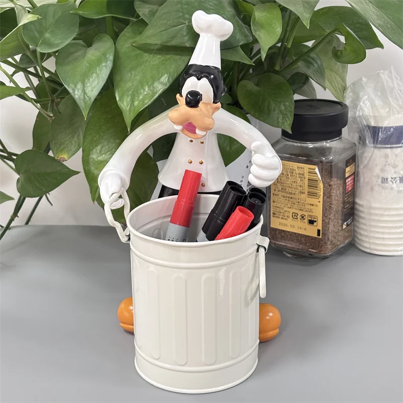 Disney Cute Goofy Pen Container Funny Anime Figures Makeup Brush Holder Pencil Stationery Desktop Decoration Student Gifts Toy