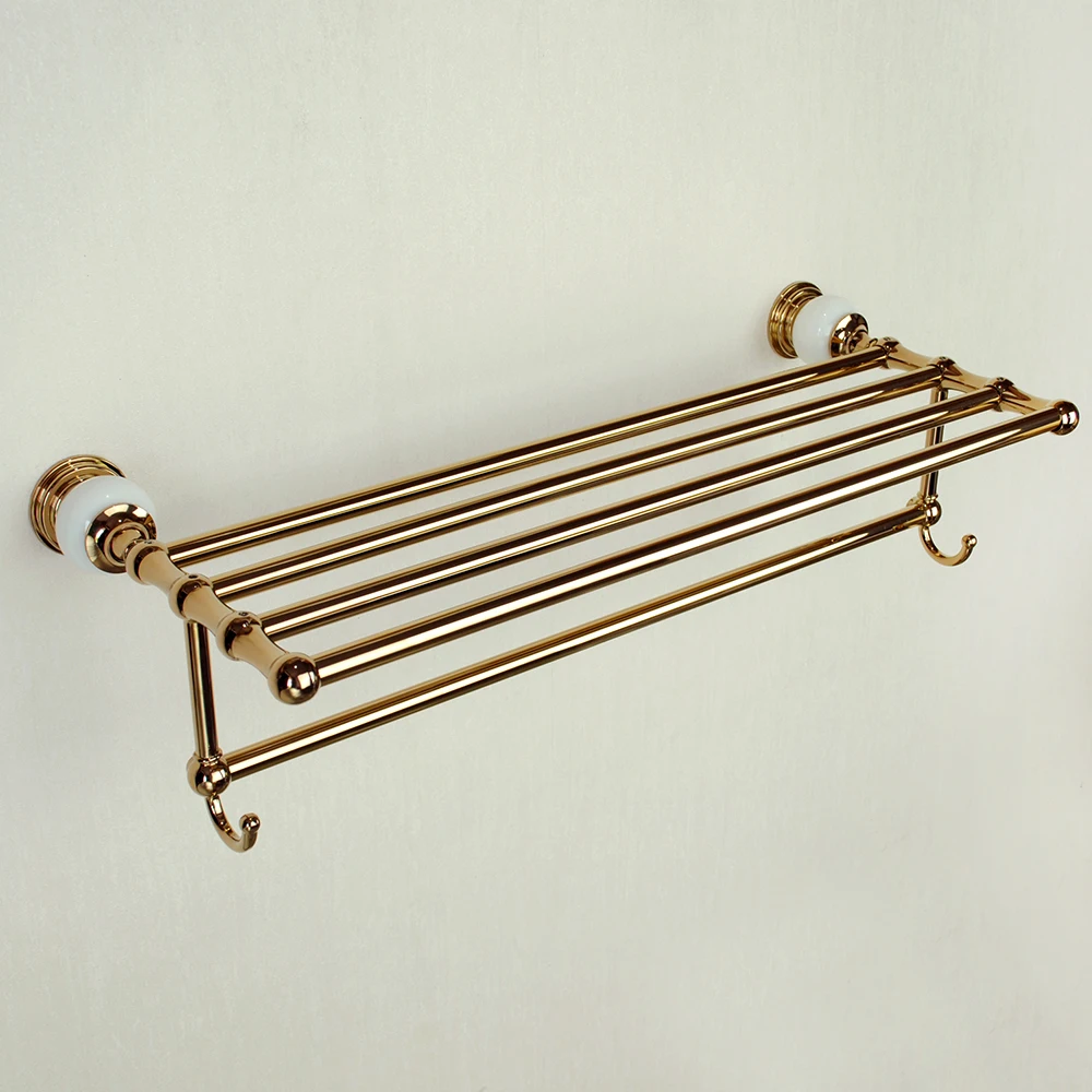 Honey room 3 rose gold towel rack luxury European copper towel rack bathroom hardware pendant bathroom rack