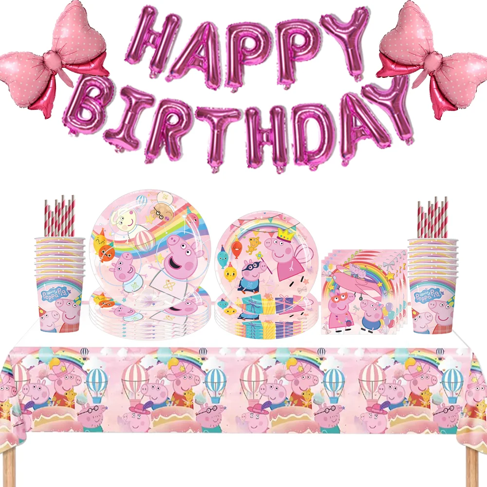 

Peppaed Pig Birthday Party Decoration George Page Disposable Tableware Tablecloth Plate Cup Kids Girls Favor Toy Gift Supplies