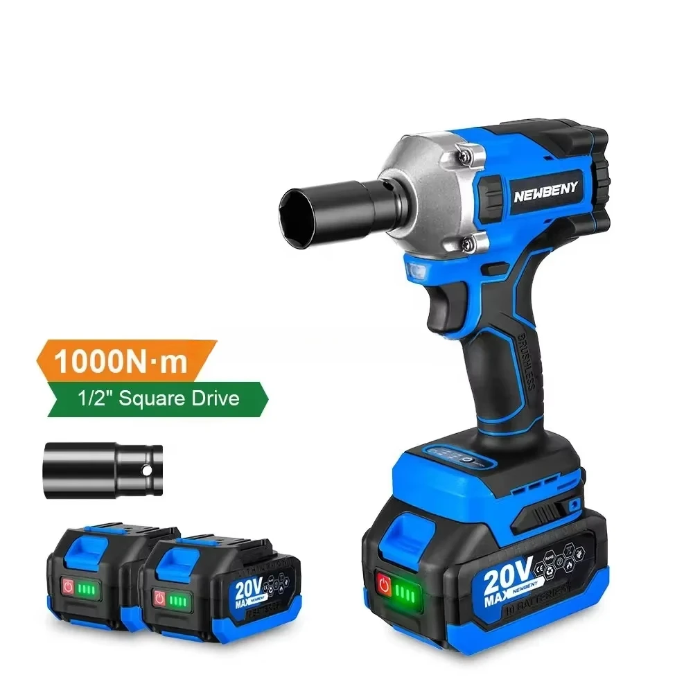 

1000N.m Torque Brushless Electric Wrench 1/2 inch Efficient Cordless Electric Impact Wrench Power Tool For Makita Battery