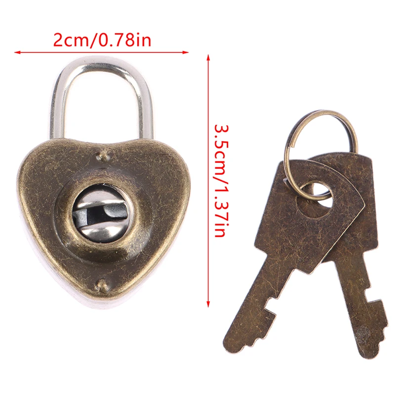 1Set Metal Mini Lock Alloy Lock Small Peach Heart Lock Padlock With Key Insertion Lock Decorative Hardware