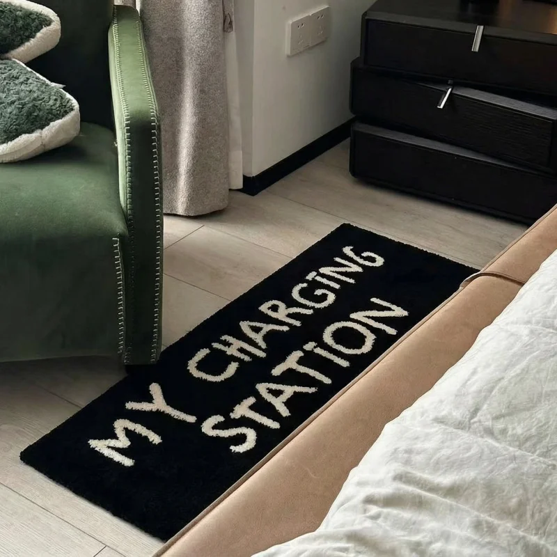 VIKAMA Rectangular Letter Printed Running Blanket Anti Slip Washable Floor Mat Bedroom Bathroom Floor Mat Home Decoration