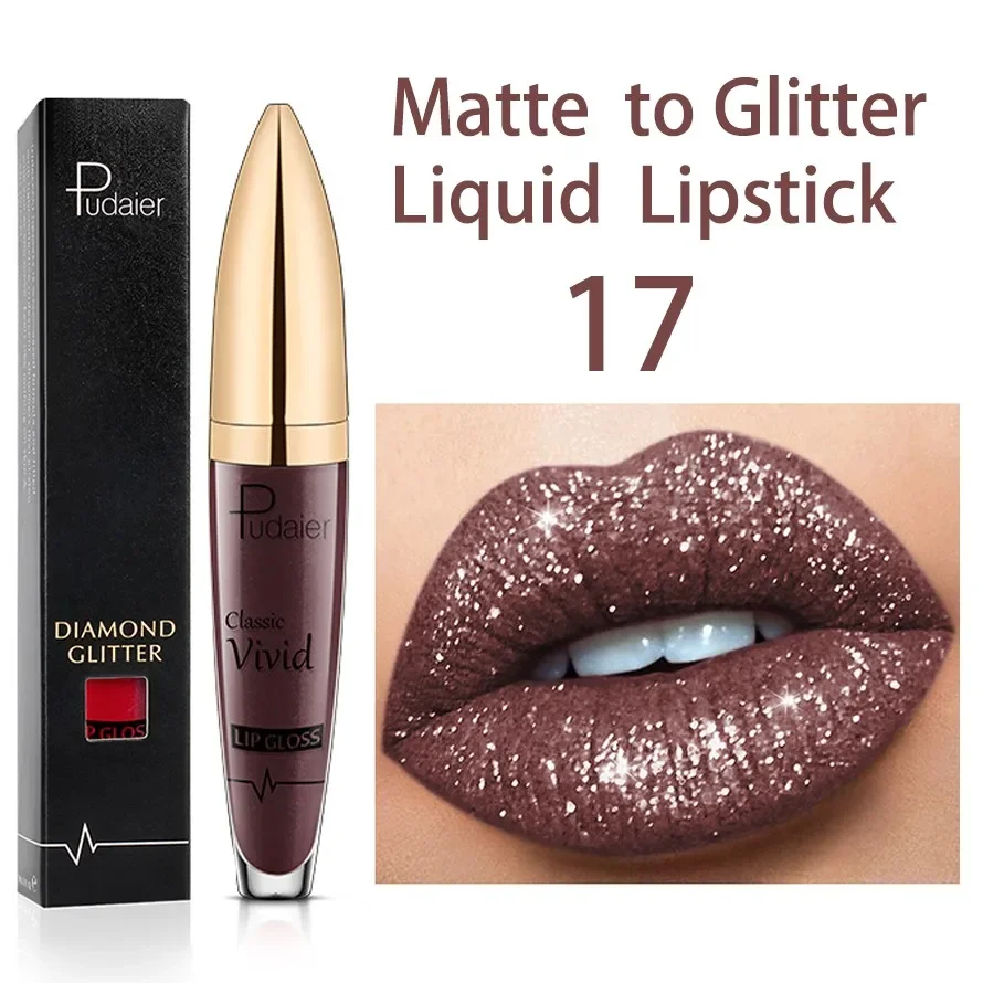 Shiny Lip Gloss Waterproof Diamond Shimmer Glitter Lips Plumper Glaze Long Lasting Highly Pigmented Liquid Lipstick Women Makeup