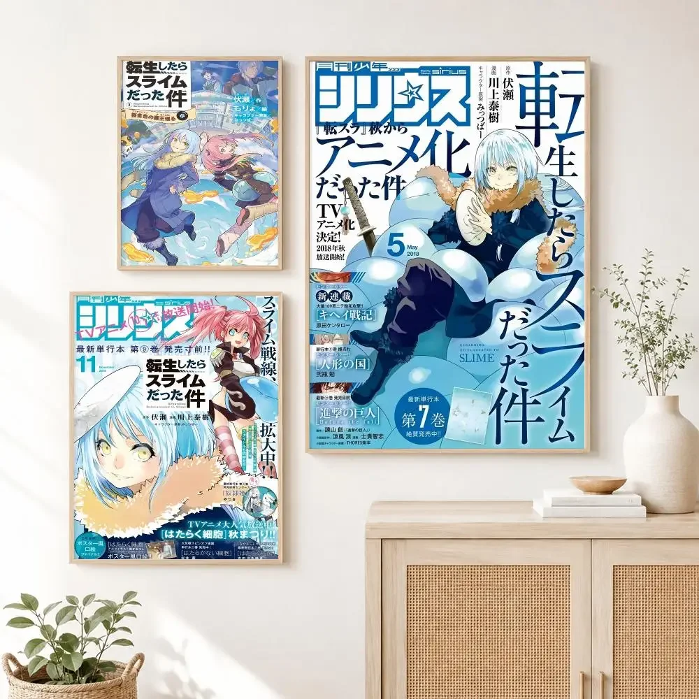 Classic Anime T-Time I Got Reincarnated As A Slime Poster Self Adhesive Wall Art Decor for Bedroom Living Room Office Home Decor