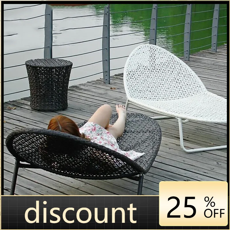 LH Outdoor Lounger Rattan Pool Garden Beach Lounger Folding Rattan