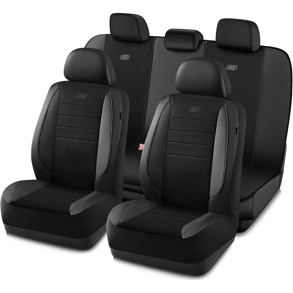 

Memory Foam Car Seat Covers, Slip-ins Air Cool Mesh Thick Seat Covers,Piping Leather Car Seat Cover,Airbag Compatible,Automotiv