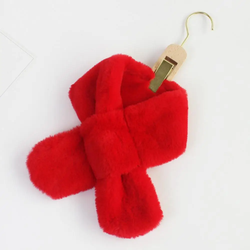 

75cm Kids Scarf Wide Korean Style Kids Scarf Autumn Winter Double-sided Imitation Rabbit Fur Cross Collar Scarf 2025