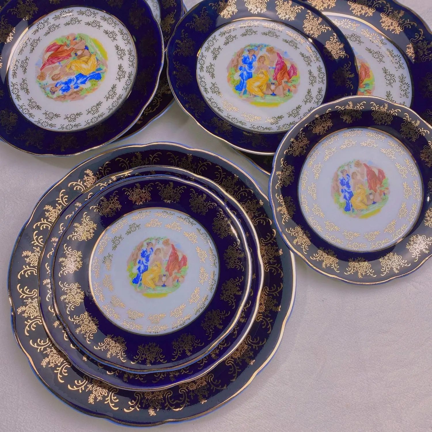 Porcelain Tableware Phnom Penh Ceramic Plate Retro Foreign Trade Export Luxury Porcelain Foreign Blue Glaze Gold Rice Plate