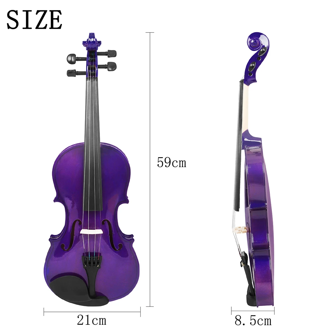 Purple Violin 4/4 Maple Panel Gift For Beginners Violin Lovely Present Suitable Music Course Study With Violin Practical Parts