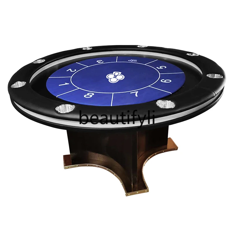 

Round Texas Hold'em Poker Table Club Game Room Special Poker Table Cover Customizable Light Table