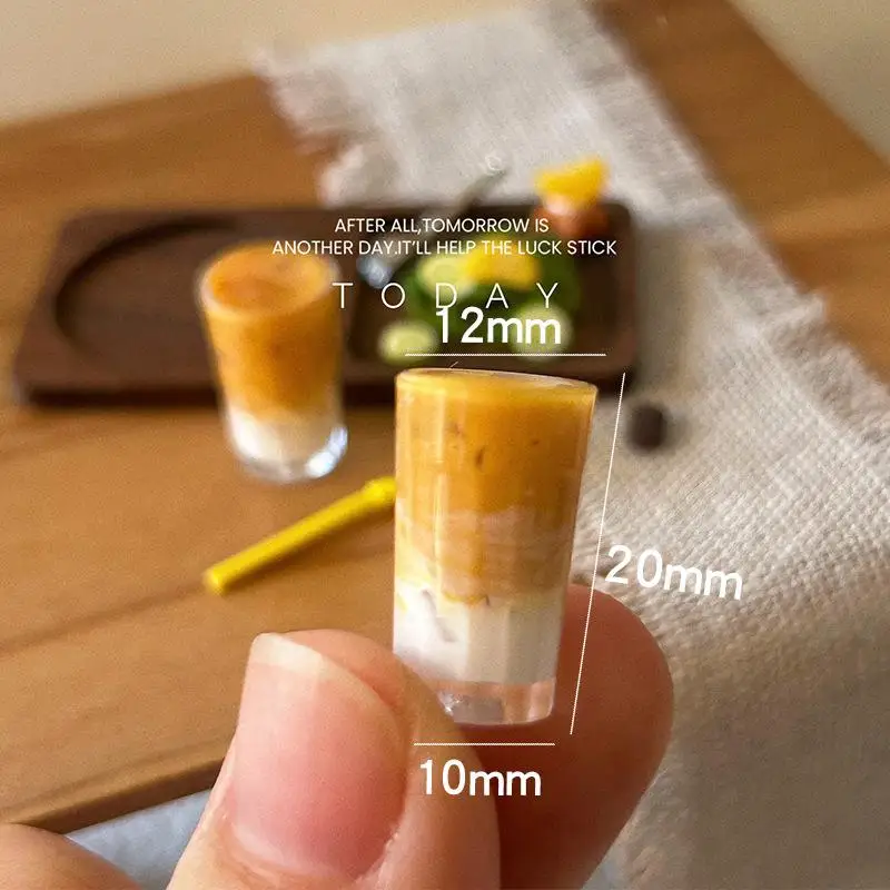 

[JN] 2Pcs Doll Accessories Cute Miniature Dollhouse Mini Butter Latte Coffee Cup Mini Drinks Model Ornaments DIY Decoration