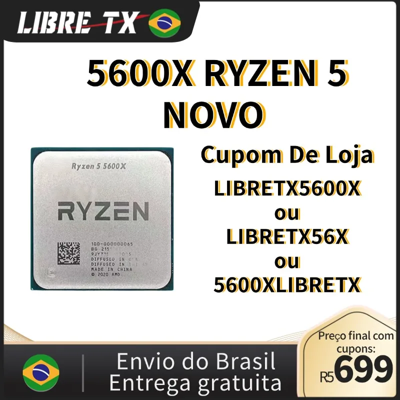 LIBRETX Ryzen 5 5600X Processador CPU AM4 / Placa-mãe B550M Envio Grátis do Brasil