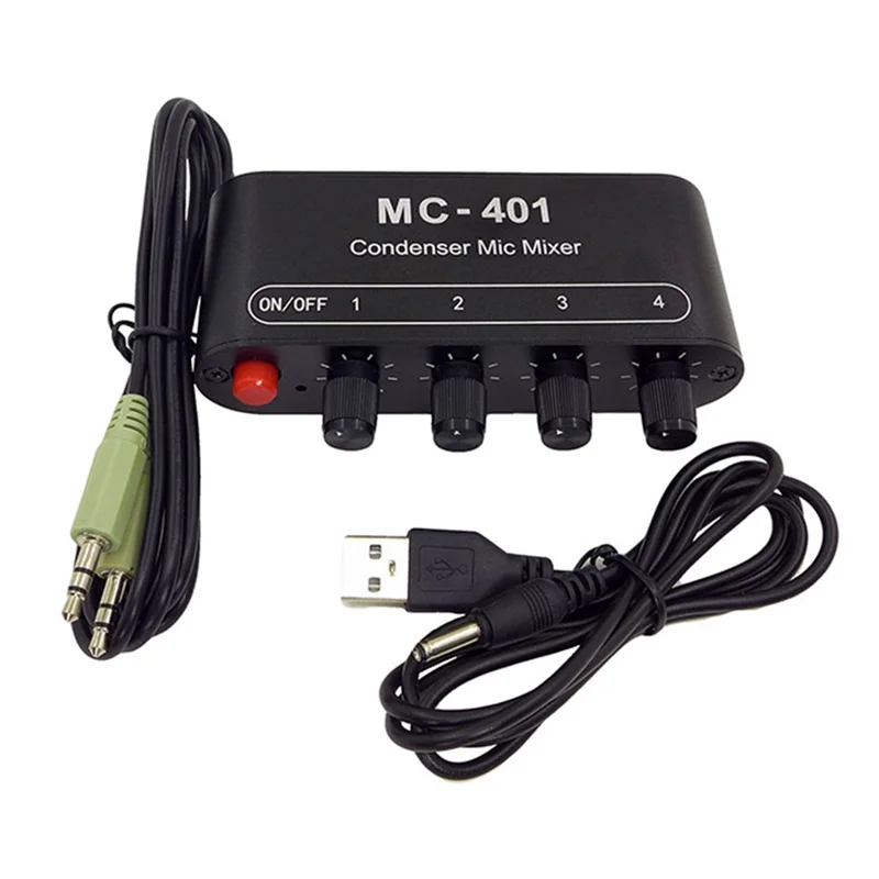 New Mini Audio Mixer Condenser Microphone Mixer Four-In-One Microphone Amplifier for Computer Mobile Phone Sound Card