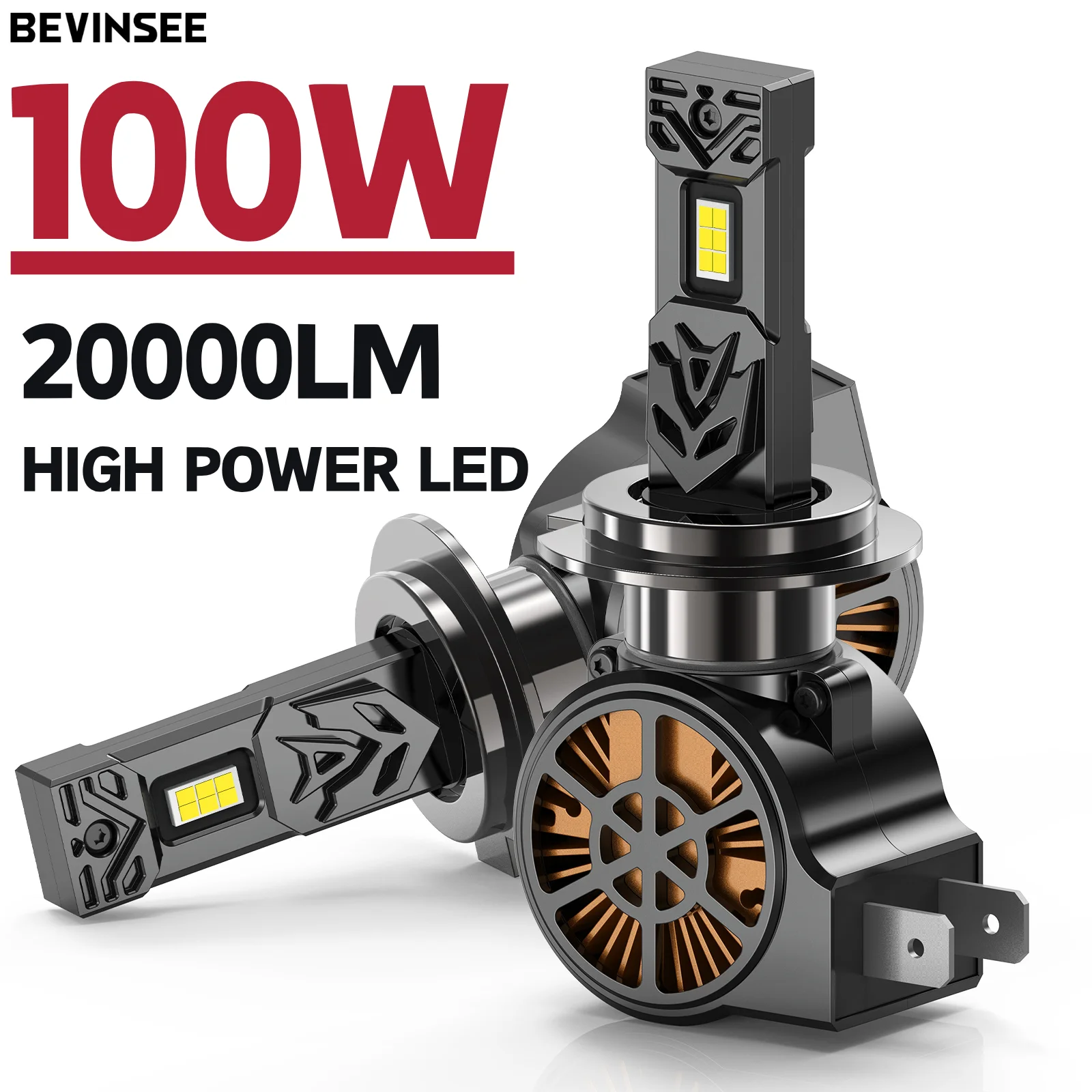 

BEVINSEE 2x Lampadine H7 H4 H11 LED 20000LM 100W Супер яркий CANbus без ошибок H1 HB3 9005 HB4 9006 9012 Светодиодная противотуманная фара 6000K 12V