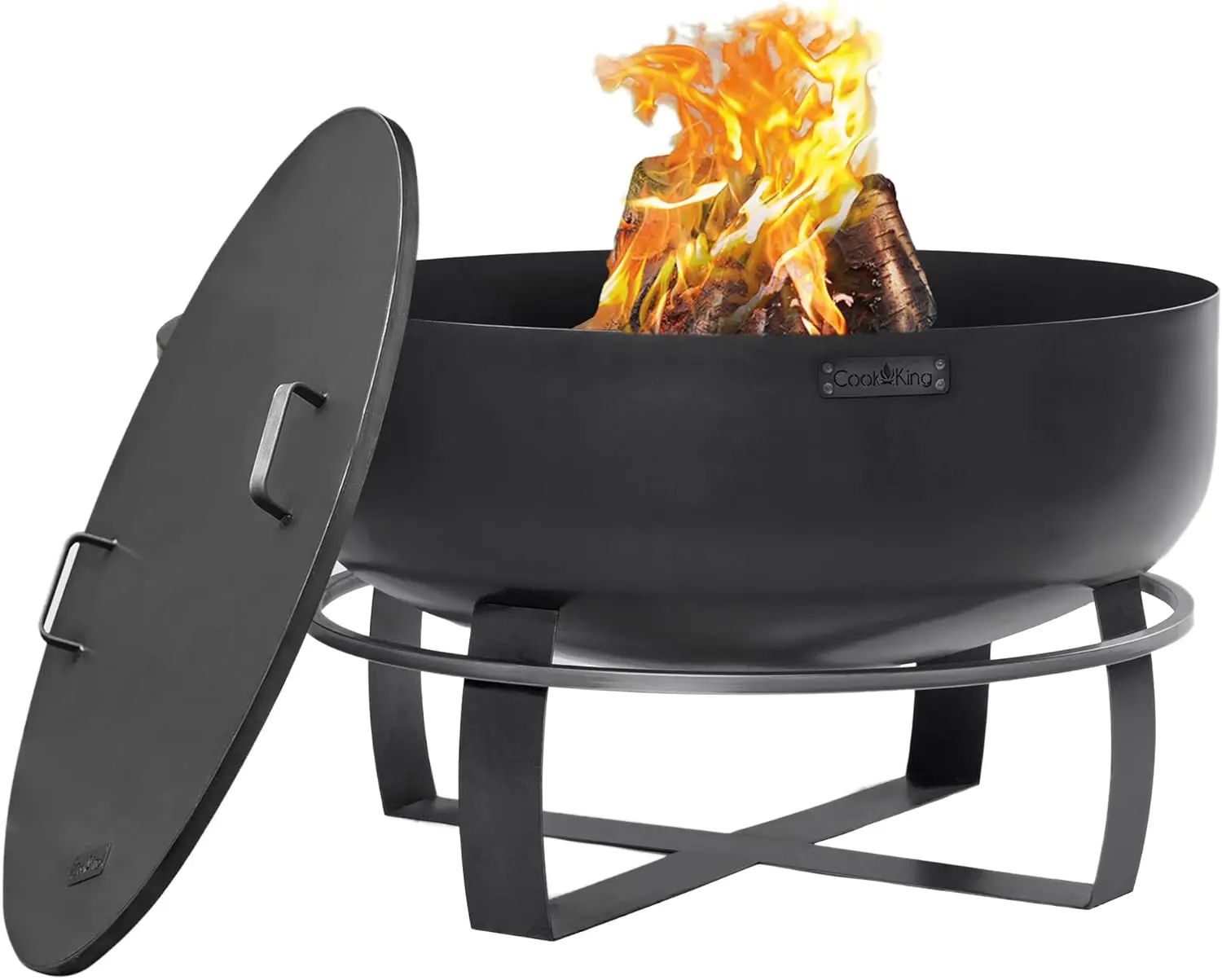 Ignition XXL Extra Large Handcrafted Fire Pit with Black Cover Lid and Wood Burning Fireplace for Backyard Bonfire Campfire