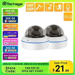Techage-Caméra de surveillance intérieure IP PoE HD 5MP, dispositif de sécurité domestique, anti-vandalisme, avec vision nocturne infrarouge, audio unidirectionnel, détection AI