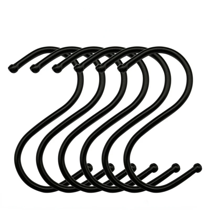 5 Stück schwarz s Form Haken Küchen pfanne hängen Halter Garten Bad Handtuch Taschen Kleidung s Haken Home Aufbewahrung werkzeuge Geländer Kleiderbügel