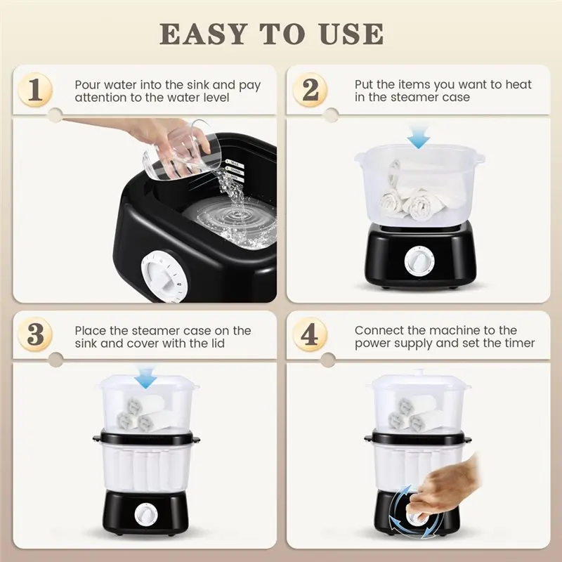 LNHF Can Hold 30 Mini Wet Towels, Rapid Heating Towel Steamer, Hot Towel Warmer, Portable Mini Towel Warmer For Facials, US Plug