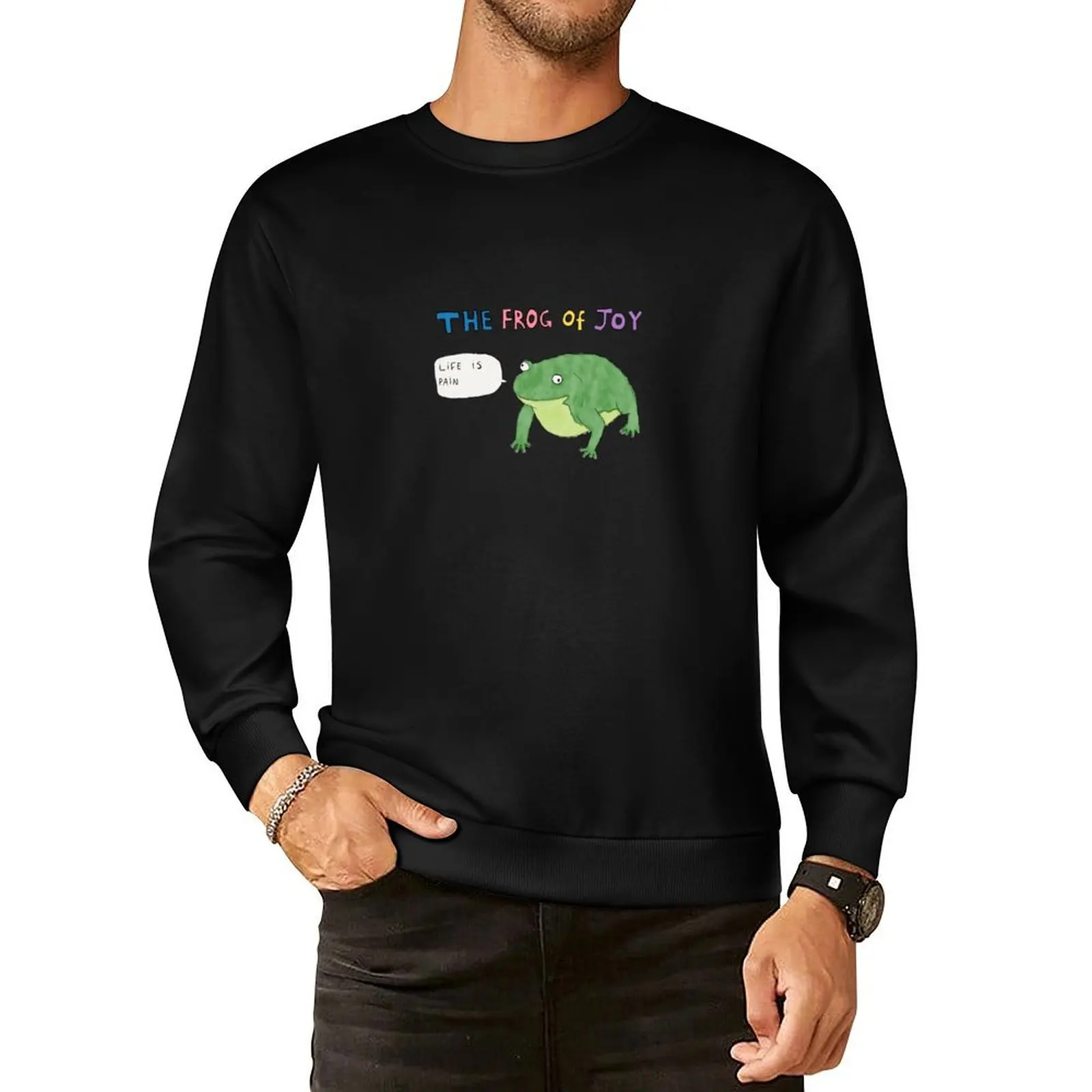 

The frog of joy, life is pain Pullover Hoodie male clothes anime clothes men sweatshirt