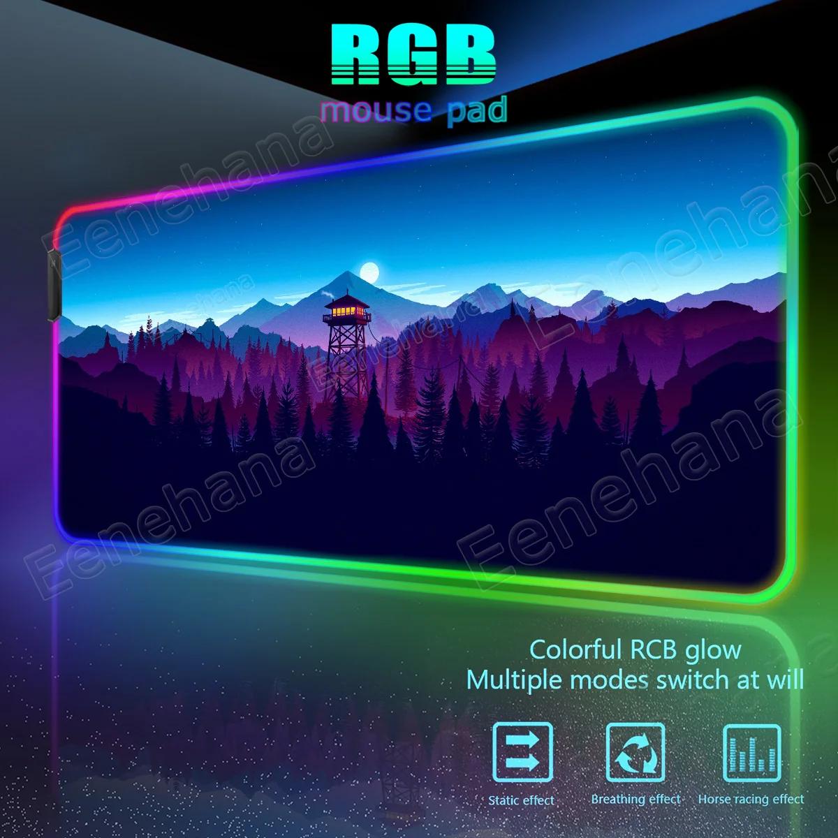 RGB Scenery Forest Large Sunset Mouse Pad PC Gaming Accessories Emit Light Gamer Laptop Desktop Office Home LED XXL Extended Pad