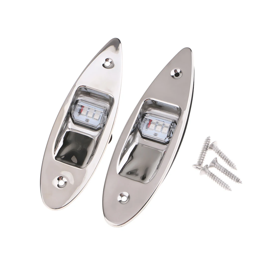 Pair of Marine Boat Navigational LED Side Tear Drop Lights Vertical Mount