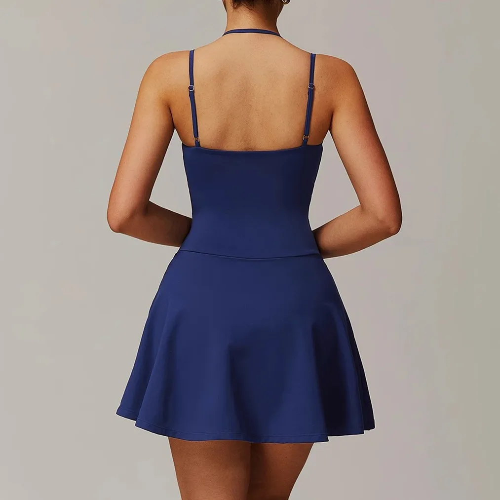 وسادة التنس المضادة للسراويل الرياضية اليوغا مجموعة اللياقة البدنية قطعة واحدة بذلة فستان جولف الريشة الجري جيب تنورة ارتداء XP153